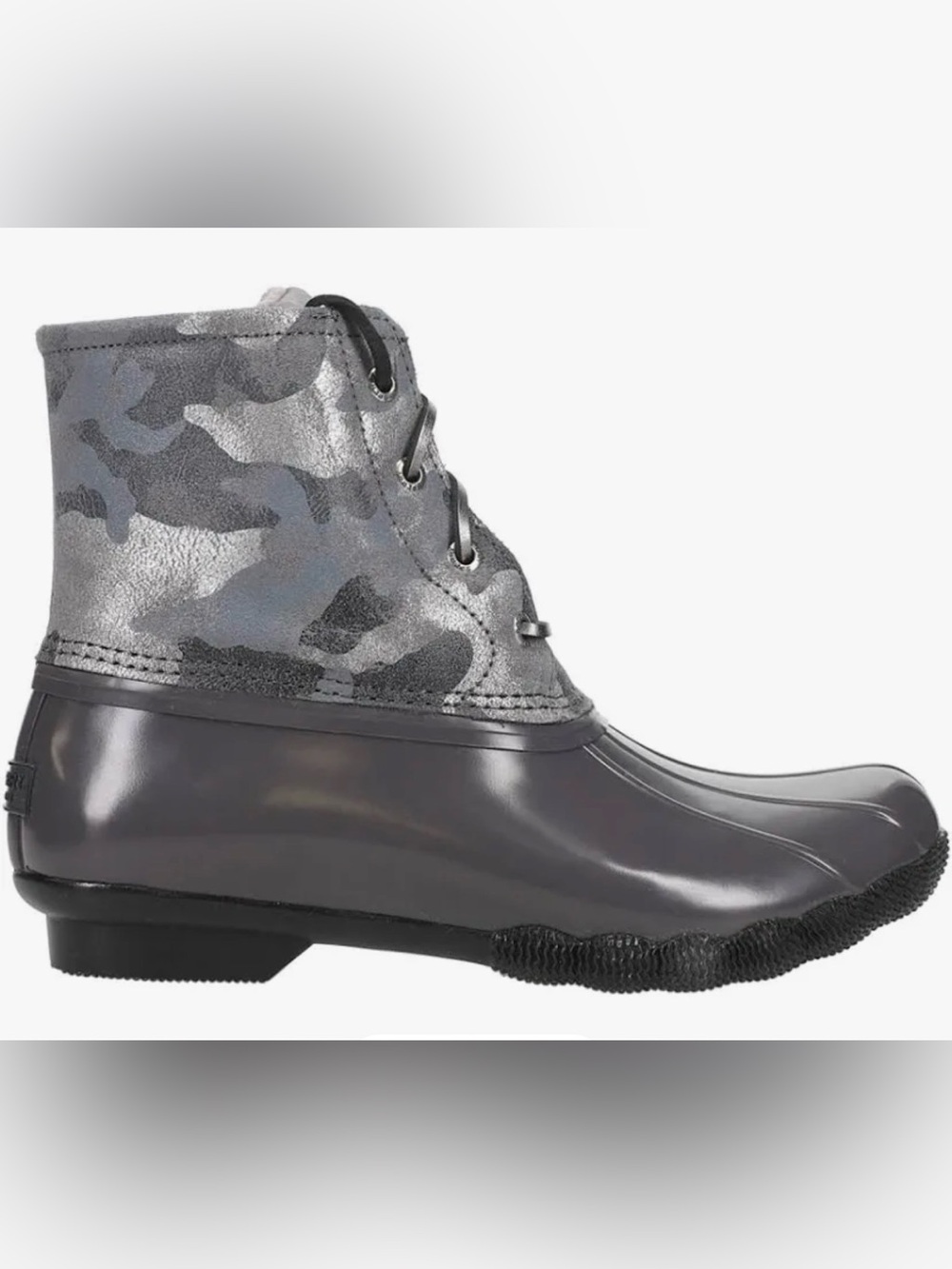 Sperry Saltwater Metallic Camouflage Zippered Duck Boots New